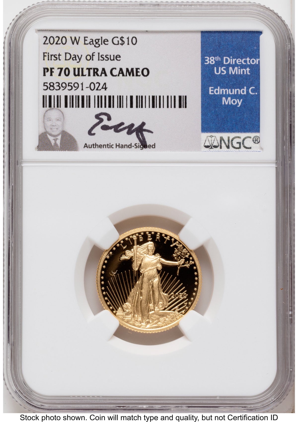 2020-W Proof Gold Eagle 1.85 oz FDI NGC PF70 Ed Moy