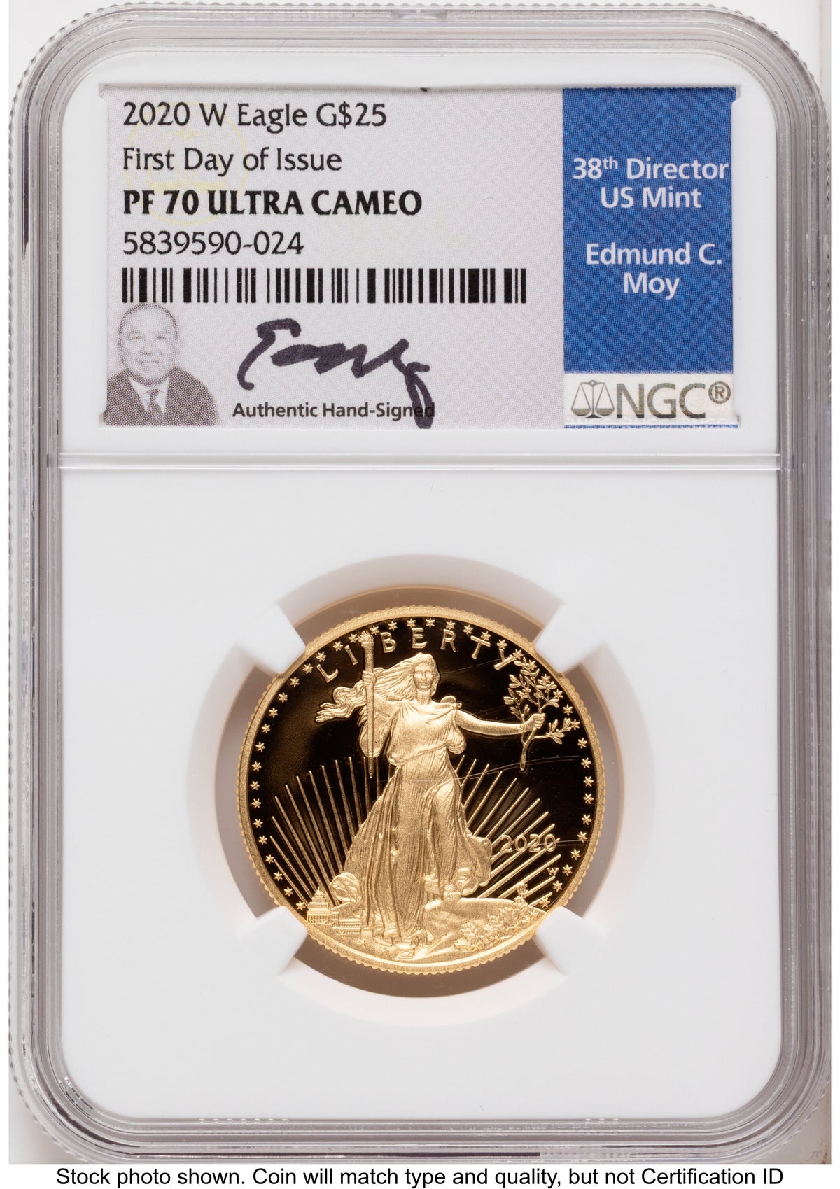 2020-W Proof Gold Eagle 1.85 oz FDI NGC PF70 Ed Moy