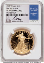2020-W Proof Gold Eagle 1.85 oz FDI NGC PF70 Ed Moy