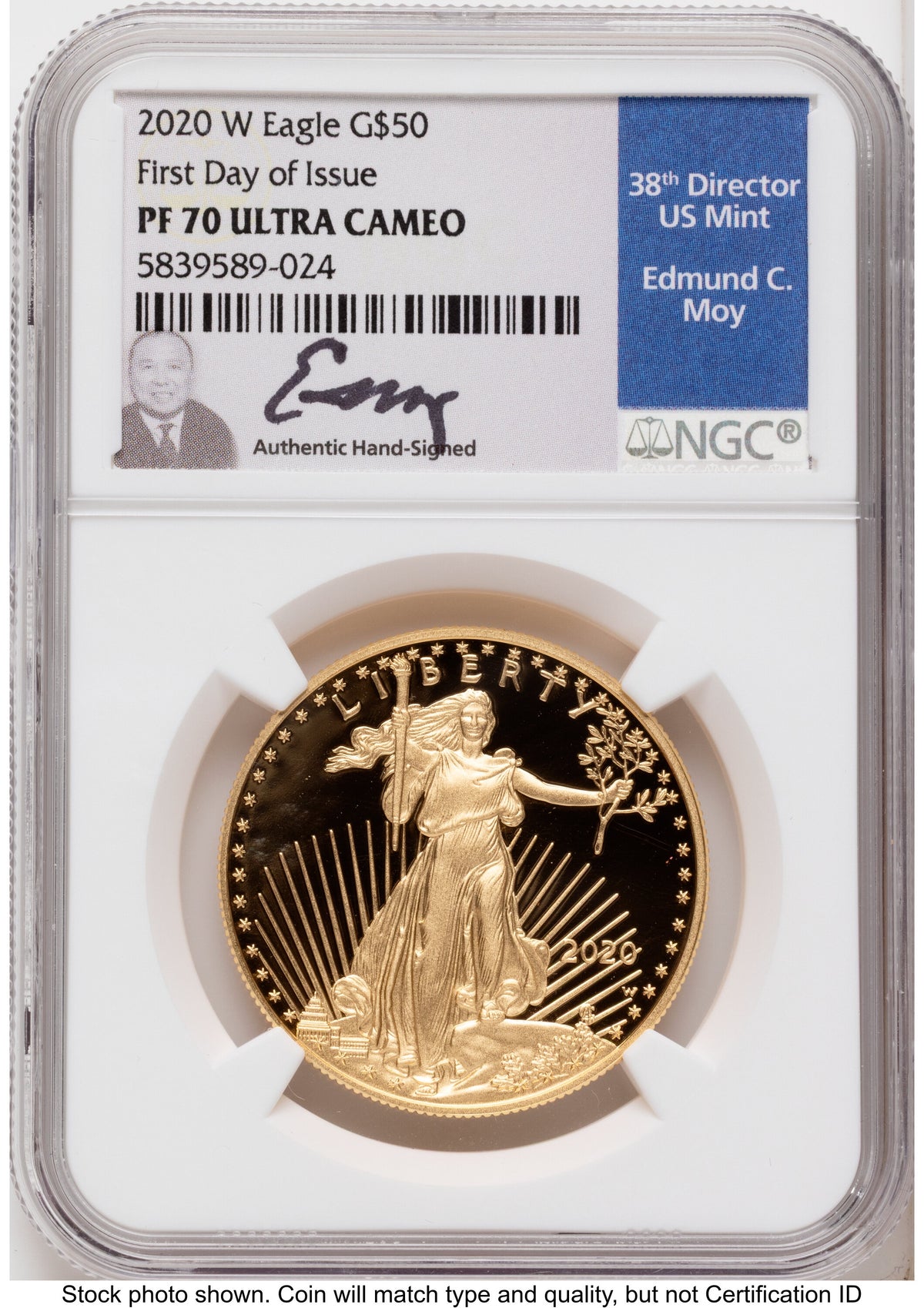 2020-W Proof Gold Eagle 1.85 oz FDI NGC PF70 Ed Moy