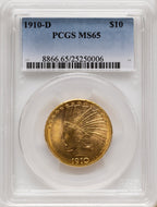 1910-D $10 Blue Gradient Indian Eagle PCGS MS65