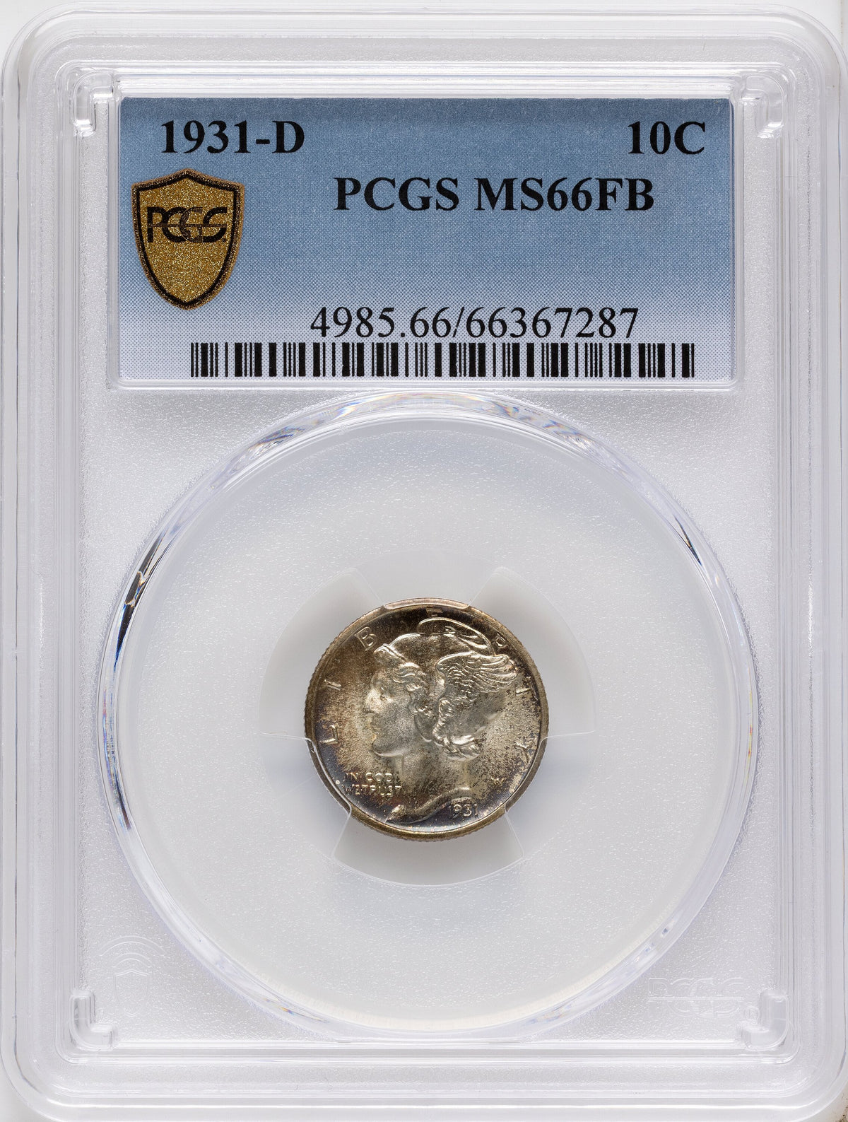 1931-D 10C FB Mercury Dime PCGS MS66