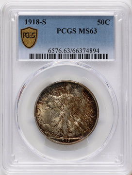1918-S 50C Walking Liberty Half Dollar PCGS MS63