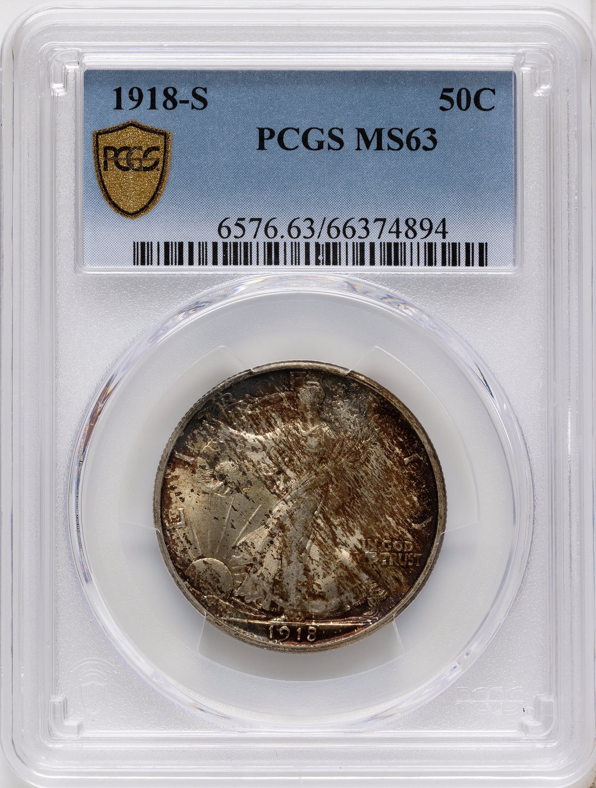 1918-S 50C Walking Liberty Half Dollar PCGS MS63