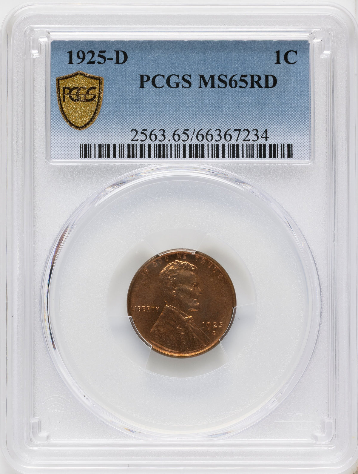 1925-D 1C RD Lincoln Cent PCGS MS65