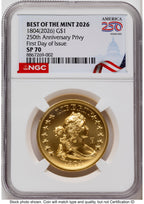 2026 Best of the Mint 1804 Gold Dollar 1 oz FDI America 250 Congress Building Label NGC MS70