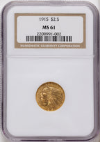 1915 $2.50 Indian Quarter Eagle NGC MS61