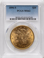 1896-S $20 Liberty Double Eagle PCGS MS62