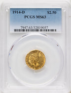 1914-D $2.50 Indian Quarter Eagle PCGS MS63