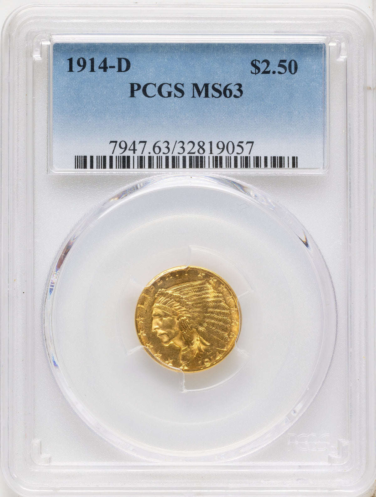 1914-D $2.50 Indian Quarter Eagle PCGS MS63