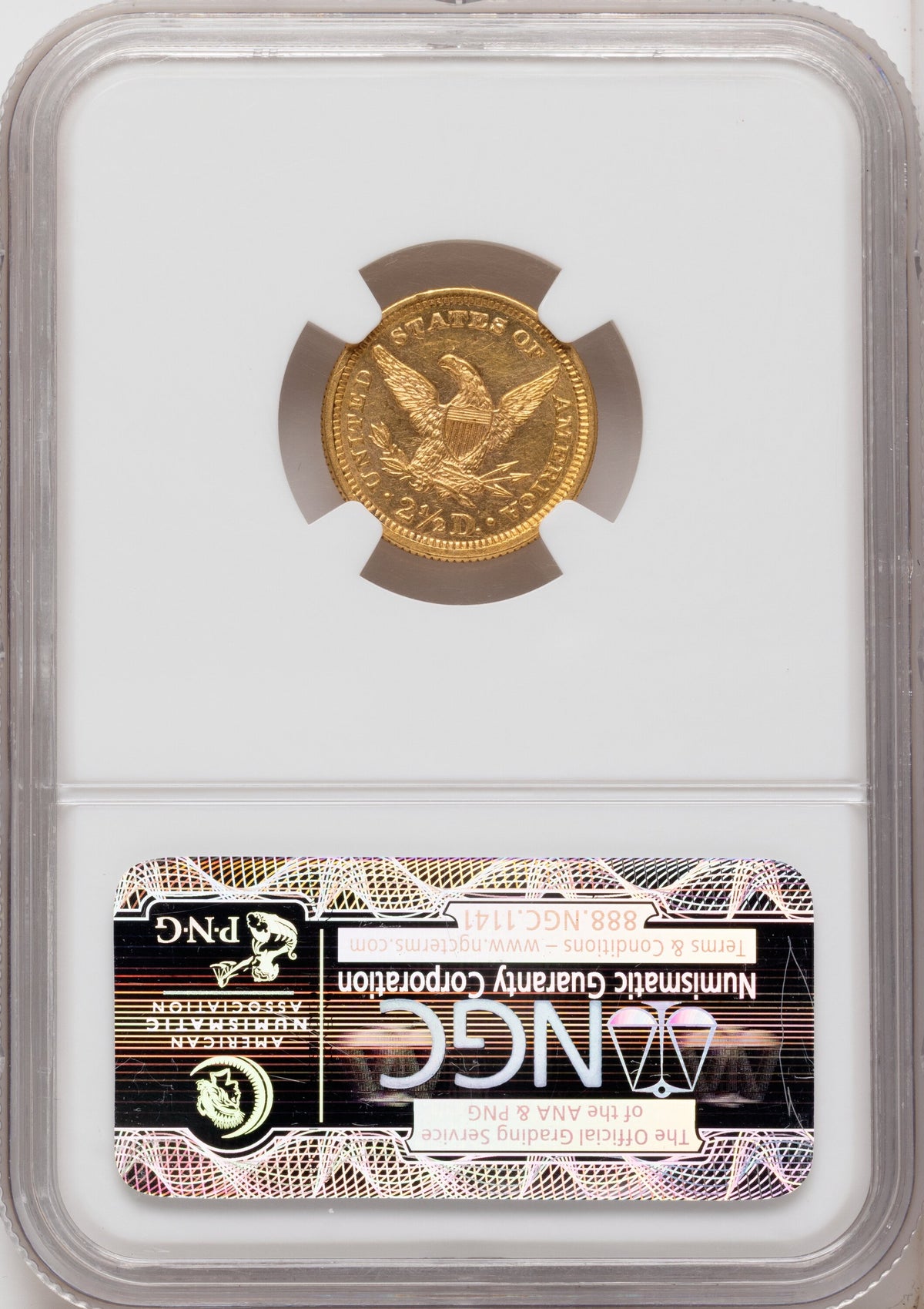 1861 $2.50 New Reverse Type 2 Liberty Quarter Eagle NGC MS62