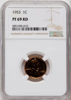 1953 1C RD Proof Lincoln Cent NGC PR69