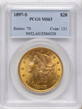 1897-S $20 Liberty Double Eagle PCGS MS63