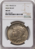 1921 Peace Dollar NGC MS65