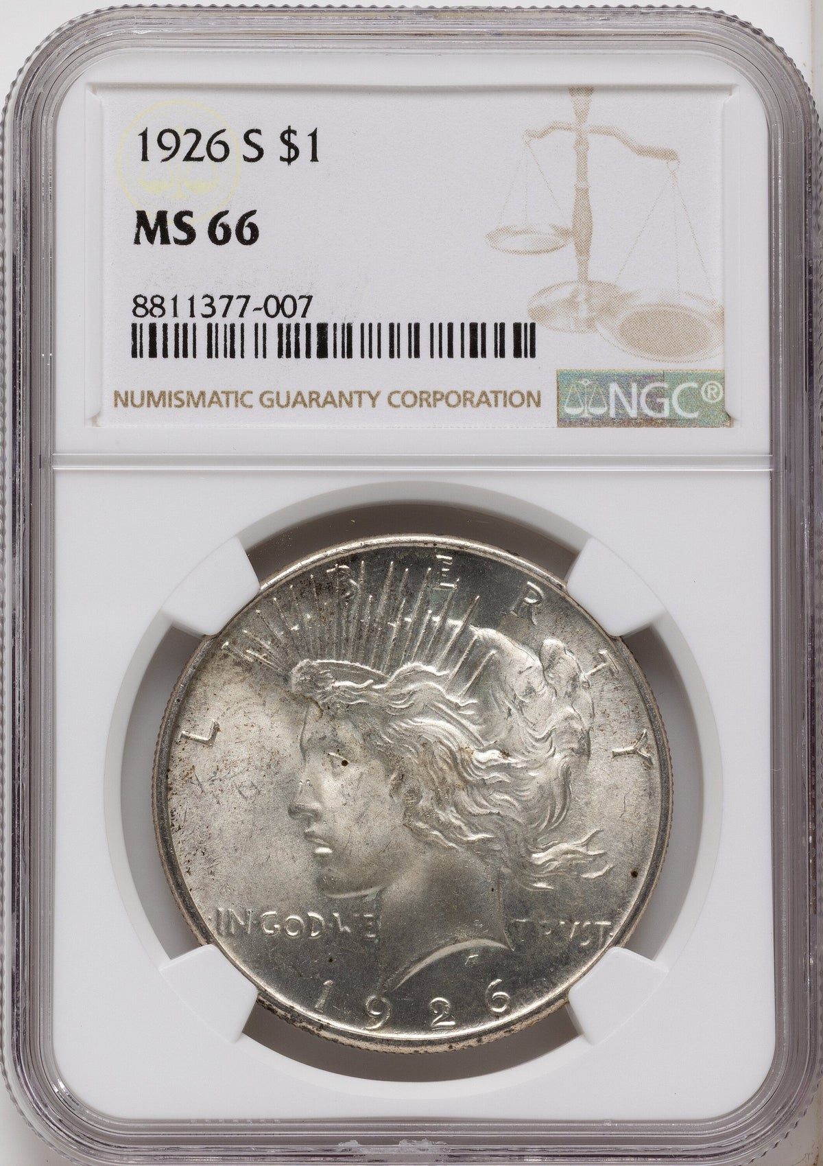 1926-S Peace Dollar NGC MS66