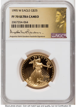 1995-W Proof Gold Eagle 1/2 oz Saint Gaudens Label NGC PF70