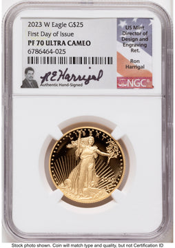 2023-W Proof Gold Eagle 1/2 oz FDI Ron Harrigal NGC PF70
