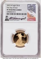 2023-W Proof Gold Eagle 1/4 oz FDI Ron Harrigal NGC PF70