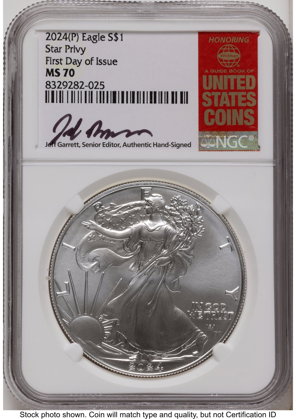 2024-(P) Silver Eagle (Privy Mark) FDI Jeff Garrett Red Book NGC MS70