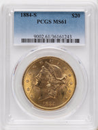 1884-S $20 Liberty Double Eagle PCGS MS61