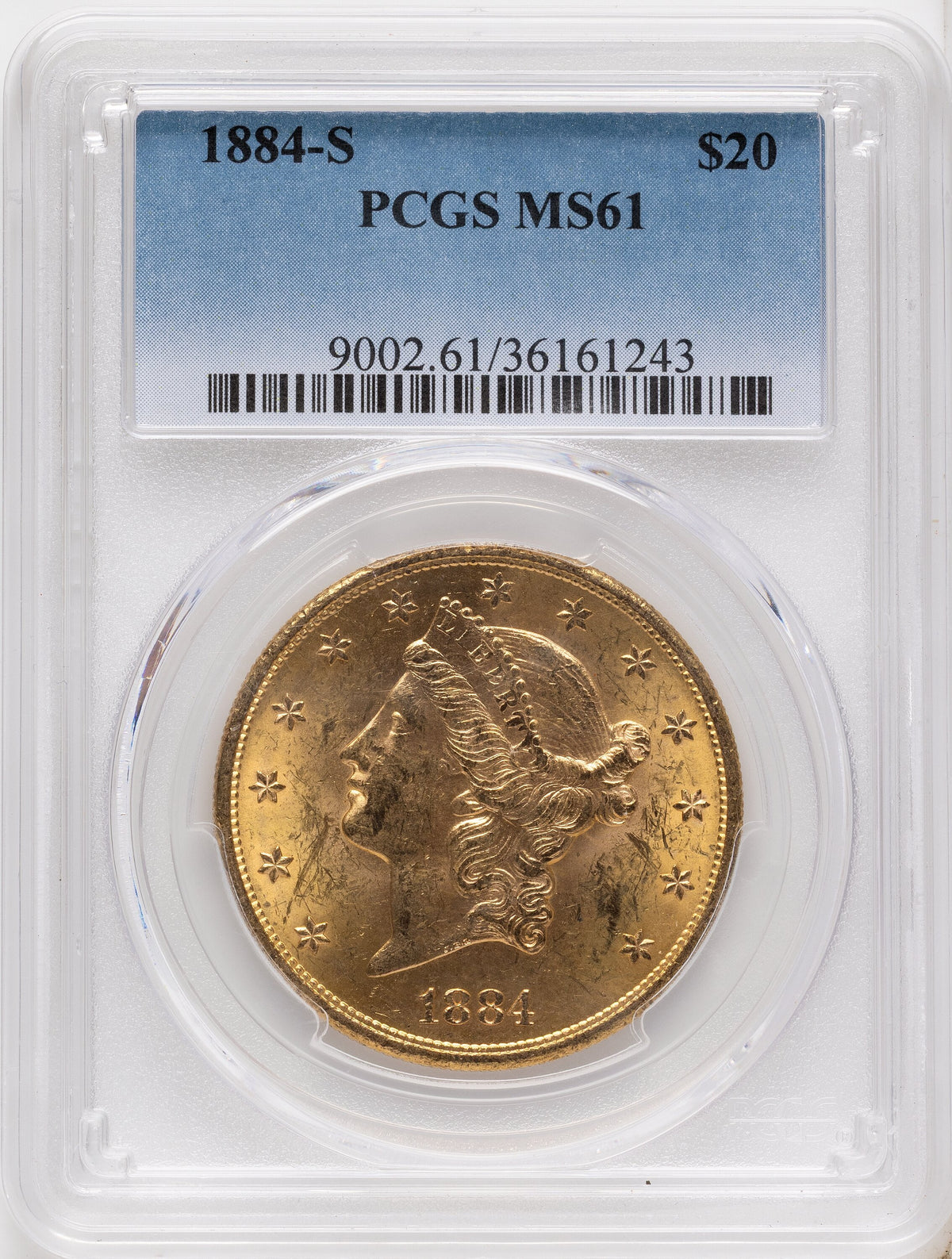1884-S $20 Liberty Double Eagle PCGS MS61