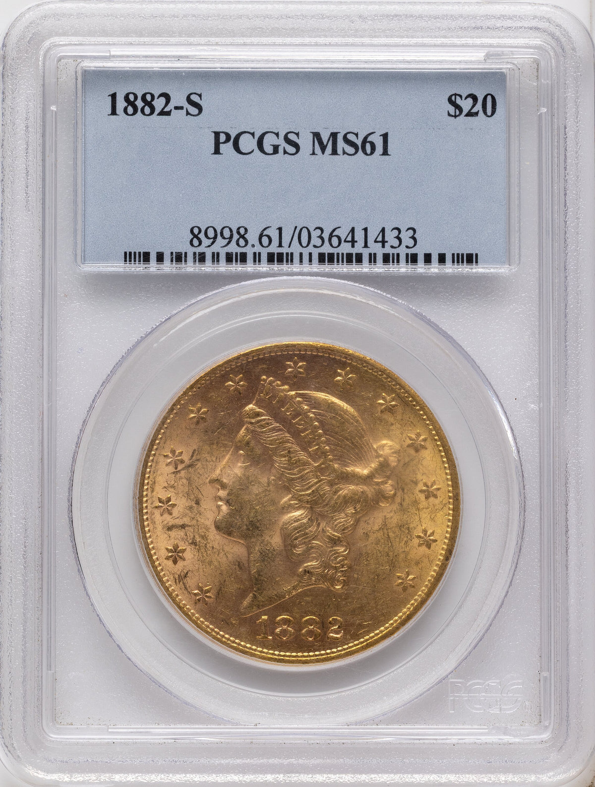 1882-S $20 Liberty Double Eagle PCGS MS61