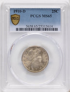 1910-D 25C Barber Quarter PCGS MS65