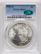 1921-S CAC Morgan Dollar PCGS MS65