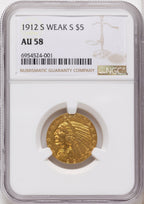 1912-S $5 Indian Half Eagle NGC AU58