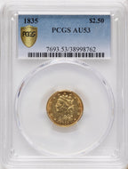 1835 $2.50 Classic Quarter Eagle PCGS AU53