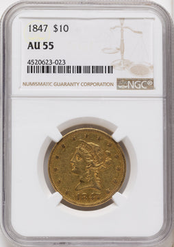 1847 $10 Liberty Eagle NGC AU55
