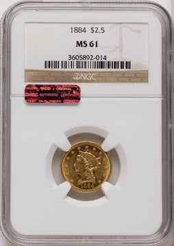1884 $2.50 Liberty Quarter Eagle NGC MS61