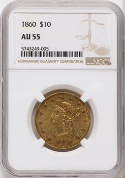 1860 $10 Liberty Eagle NGC AU55