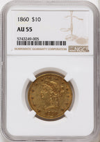 1860 $10 Liberty Eagle NGC AU55