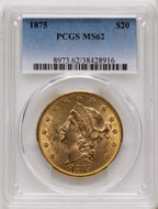 1875 $20 Liberty Double Eagle PCGS MS62