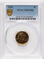 1942 1C RD Proof Lincoln Cent PCGS PR67
