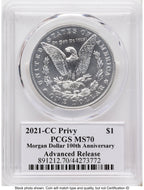 2021 6 Coin Morgan & Peace Dollar Set AR Thomas Cleveland Americana PCGS MS70