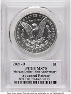 2021 6 Coin Morgan & Peace Dollar Set AR Thomas Cleveland Americana PCGS MS70