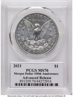 2021 6 Coin Morgan & Peace Dollar Set AR Thomas Cleveland Americana PCGS MS70