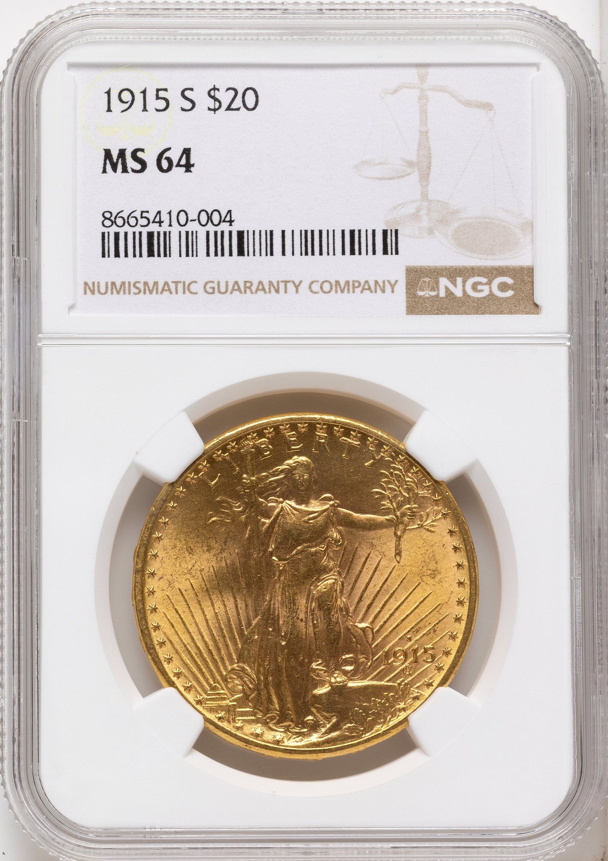 1915-S $20 Saint-Gaudens Double Eagle NGC MS64