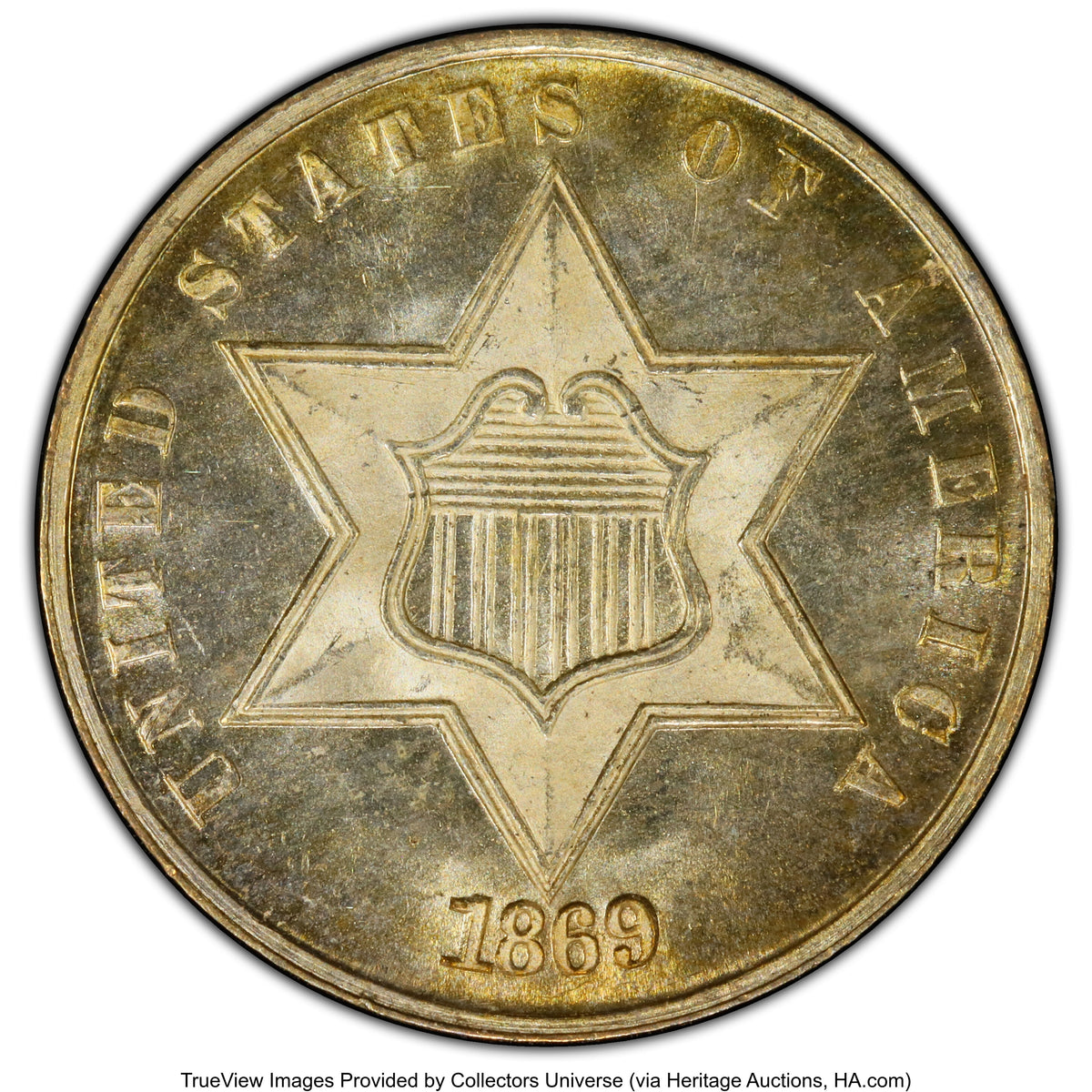 1869 3CS Three Cent Silver PCGS MS66+