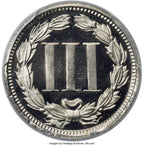 1867 3CN JD-1 CA CAC Proof Three Cent Nickel PCGS PR67