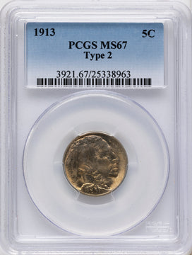 1913 Type Two Buffalo Nickel PCGS MS67