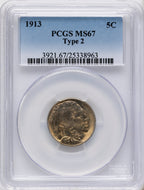 1913 Type Two Buffalo Nickel PCGS MS67