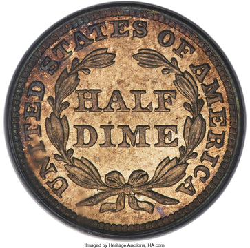 1844 H10C FS-301 CAC Seated Half Dime PCGS MS67