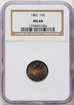 1882 10C F-103 Seated Dime NGC MS68