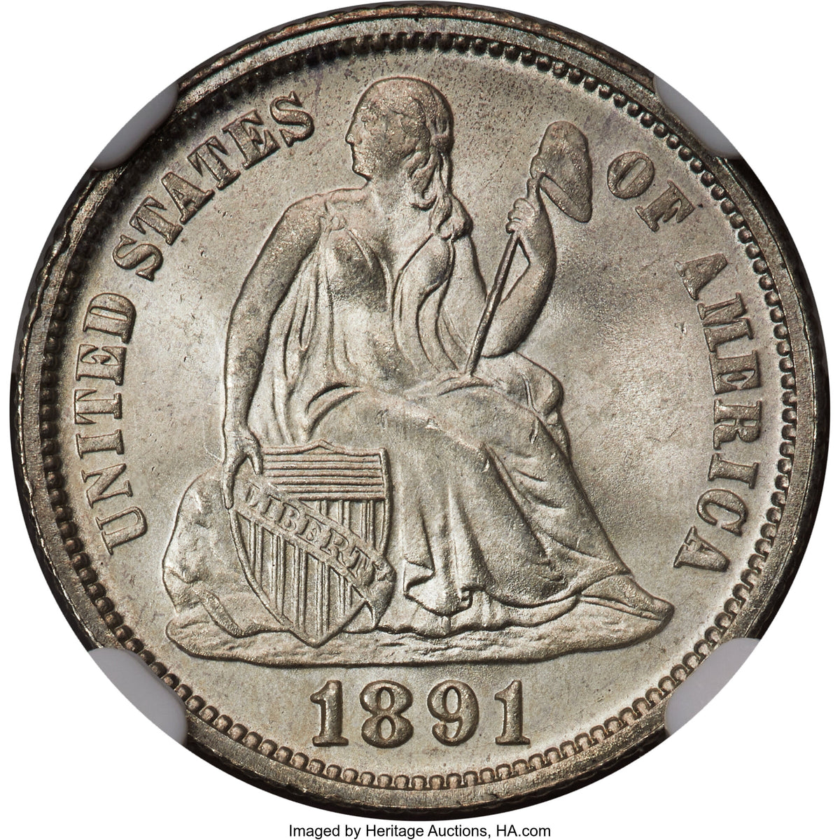 1891-O 10C Seated Dime NGC MS67