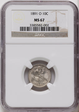 1891-O 10C Seated Dime NGC MS67