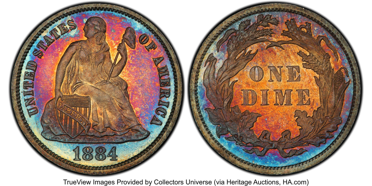1884 10C CA CAC Proof Seated Dime PCGS PR67+