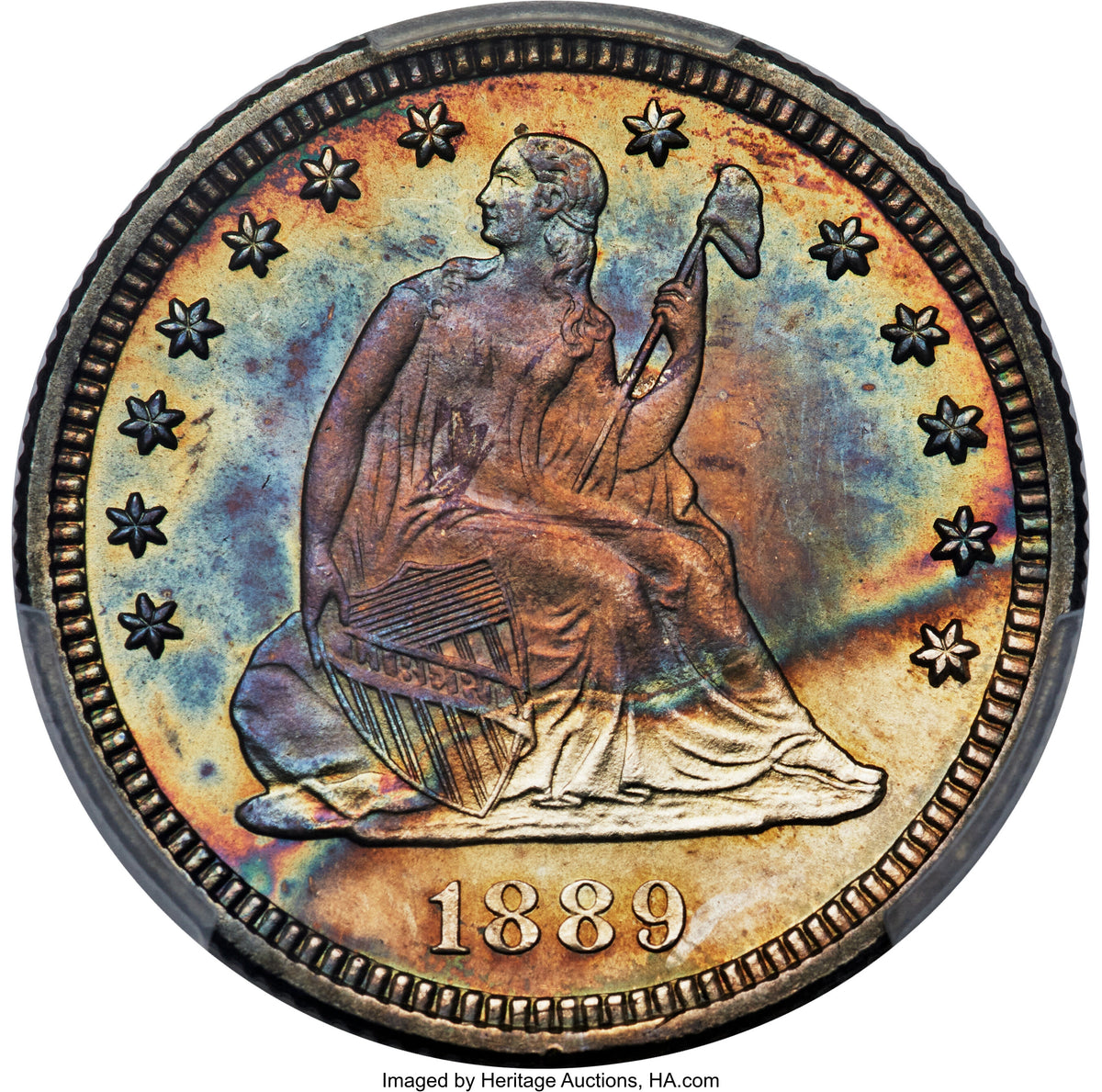 1889 25C CAC Seated Quarter PCGS MS67+